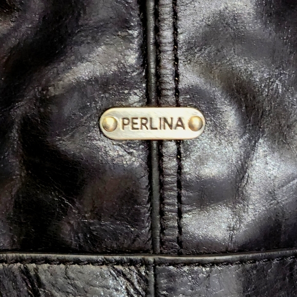 #P2 Perlina Genuine Leather Black Shoulder Bag - Picture 2 of 15